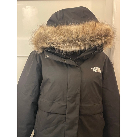 The North Face Arctic Bomber Jacket Womens XL Black Faux Fur Hood NWOT - Picture 5 of 12
